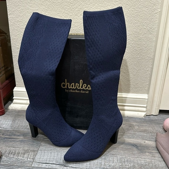 Charles By Charles David Shoes - NWT Charles by Charles David navy blue knit high boot. Size 6.5